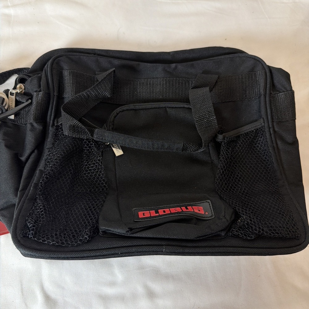 GLOBUS Black Messenger Bag Zip Closure Shoulder Strap‎ Adjustable Compartments